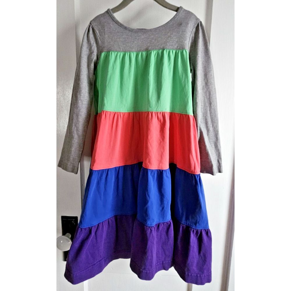 HANNA ANDERSSON‎ rainbow long sleeve colorblock swing dress Sz 120cm (6/7)